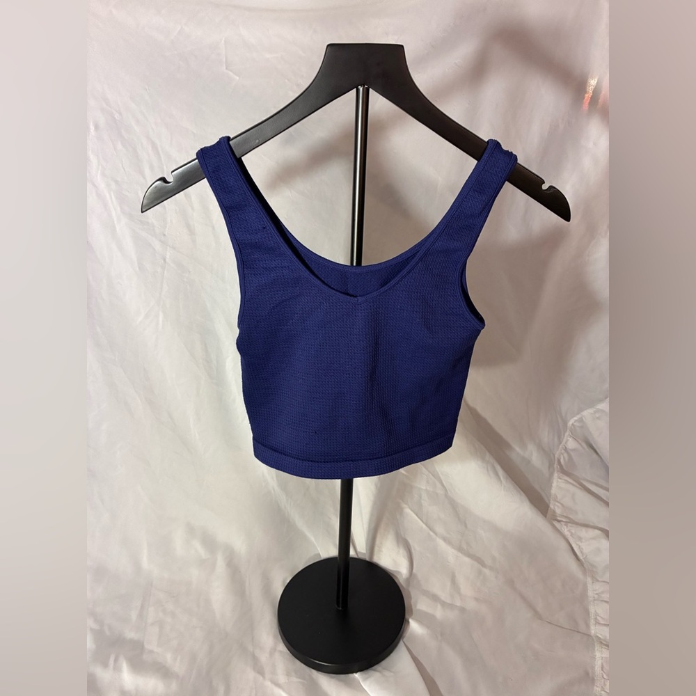 Ribbed Cropped V Neck Tank